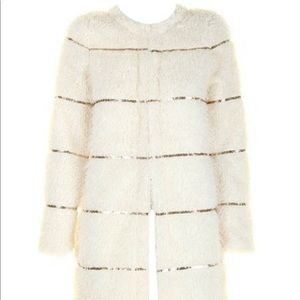 Faux mohair fur jacket with gold sequins